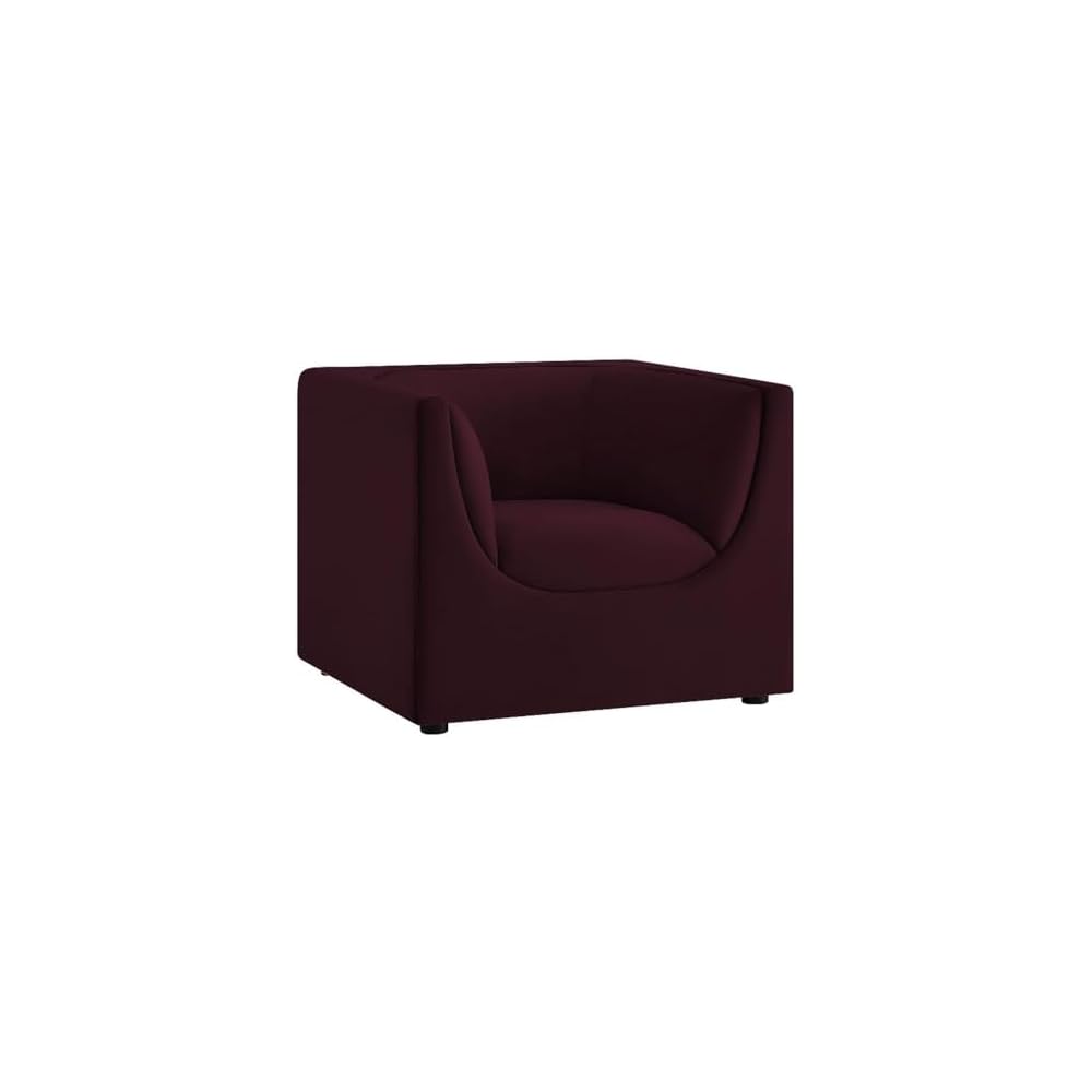 Modway Hilda Modern Curved Back Performance Velvet Armchair in Taupe – Plush Upholstered Accent Chair for Living Room, Apartment, Office