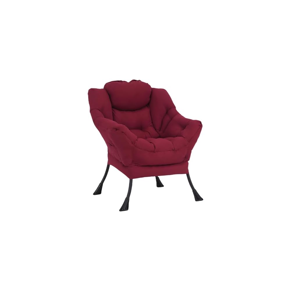 Welnow Lazy Chair with Ottoman, Reading Chair with Footrest,Dark Grey