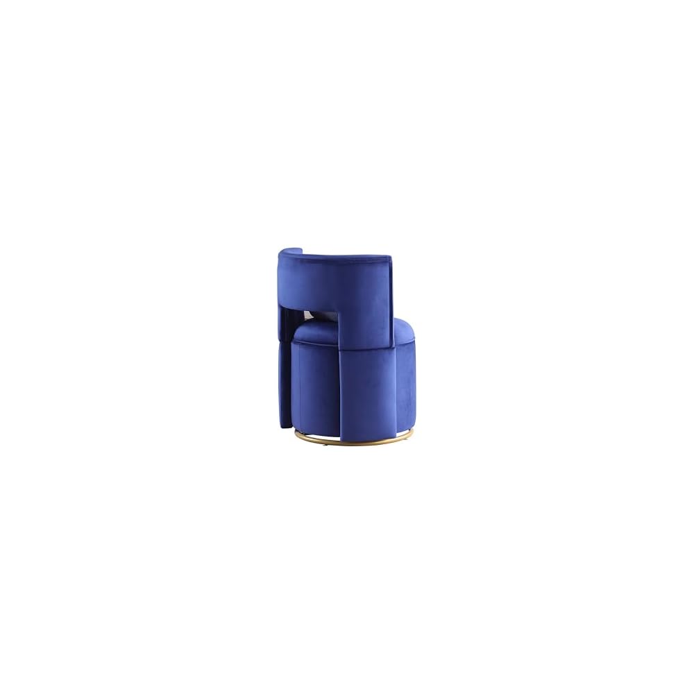 Swivel Accent Chair with Storage Velvet Round Barrel Chair with Metal Base Swivel Lounge Club Chair for Living Room Bedroom Nursery Room Blue