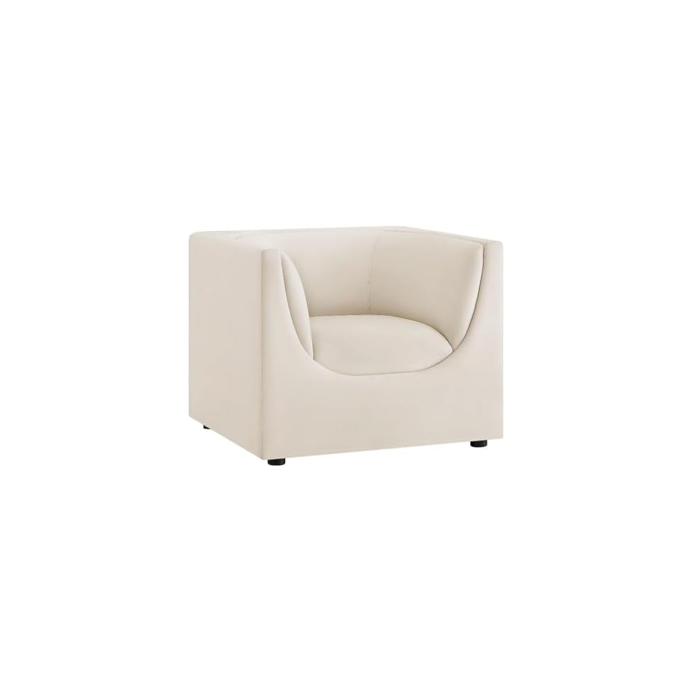 Modway Hilda Modern Curved Back Performance Velvet Armchair in Taupe – Plush Upholstered Accent Chair for Living Room, Apartment, Office