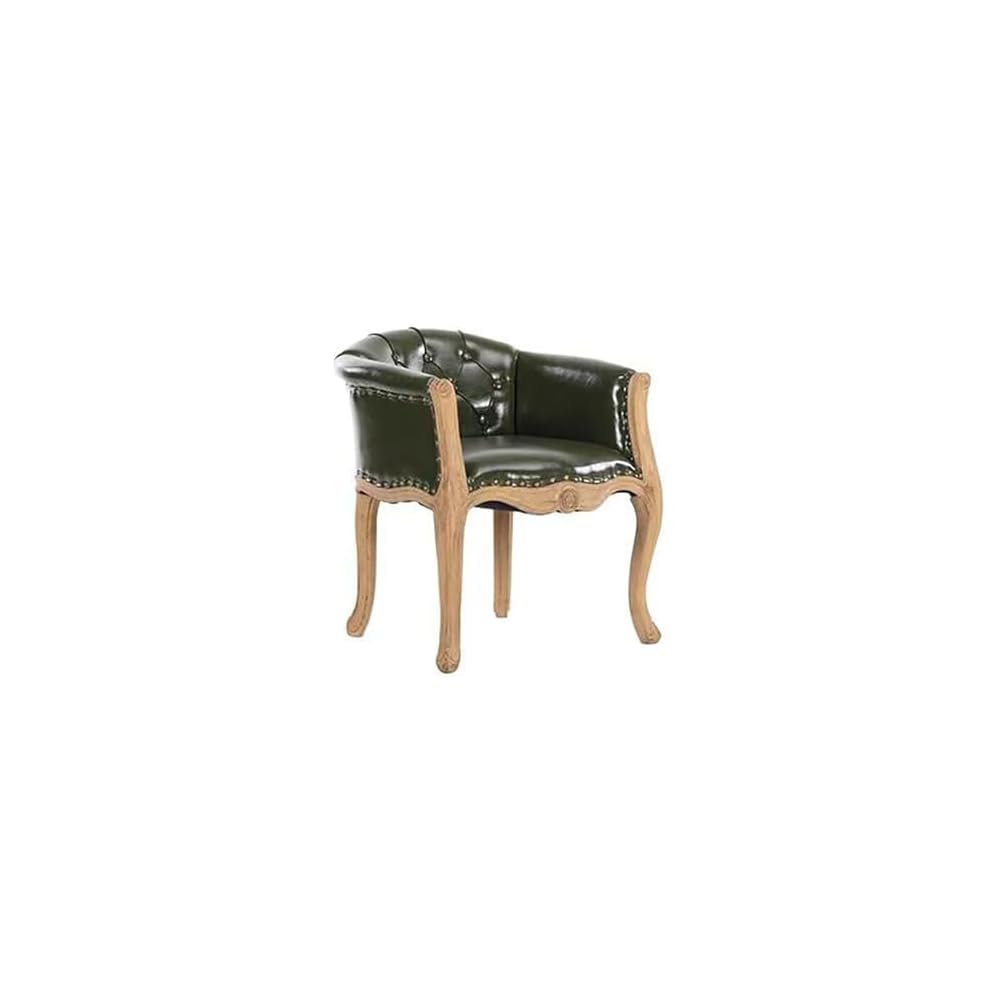 Lounge Chair Nordic Style Solid Wood Leather Recliner Chair American Style Vintage Distressed French Country Barrel Upholstered Armchair Fabric Ergonomic Single for Living Balcony Bedroom Whiskey Bar