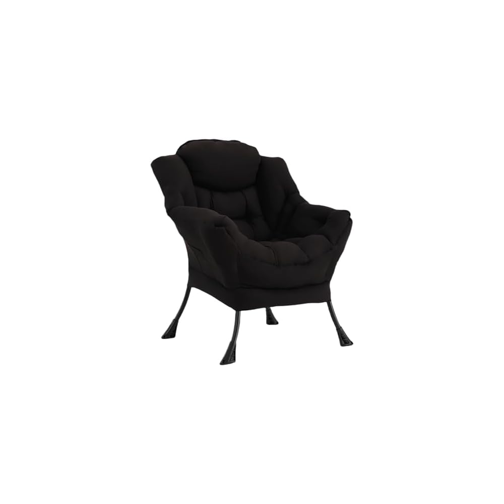 Welnow Lazy Chair with Ottoman, Reading Chair with Footrest,Dark Grey