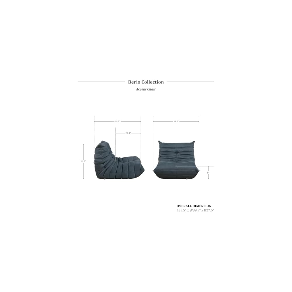 Lexicon Velvet Bean Bag Chair for Adults, High Resilience Foam, Charcoal