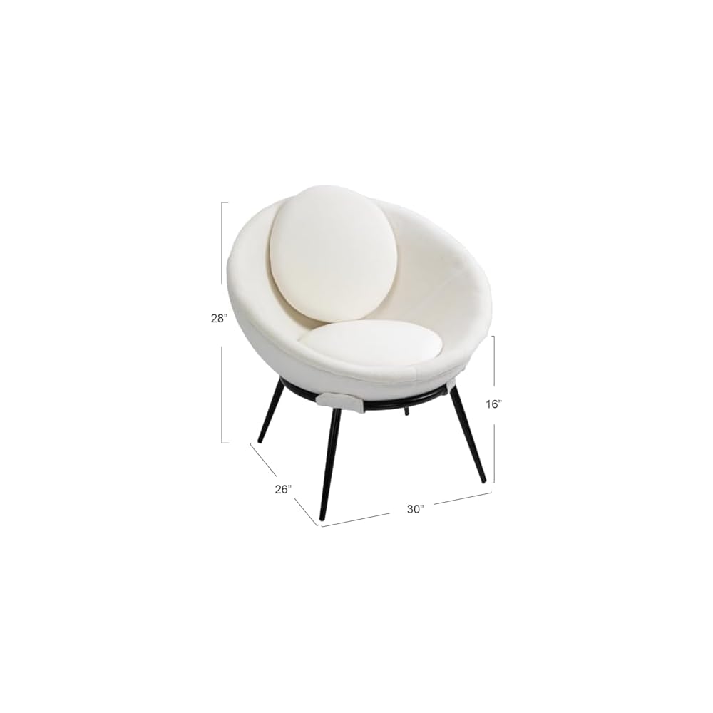 Creative Co-Op Mid Century Upholstered Cup Chair, White