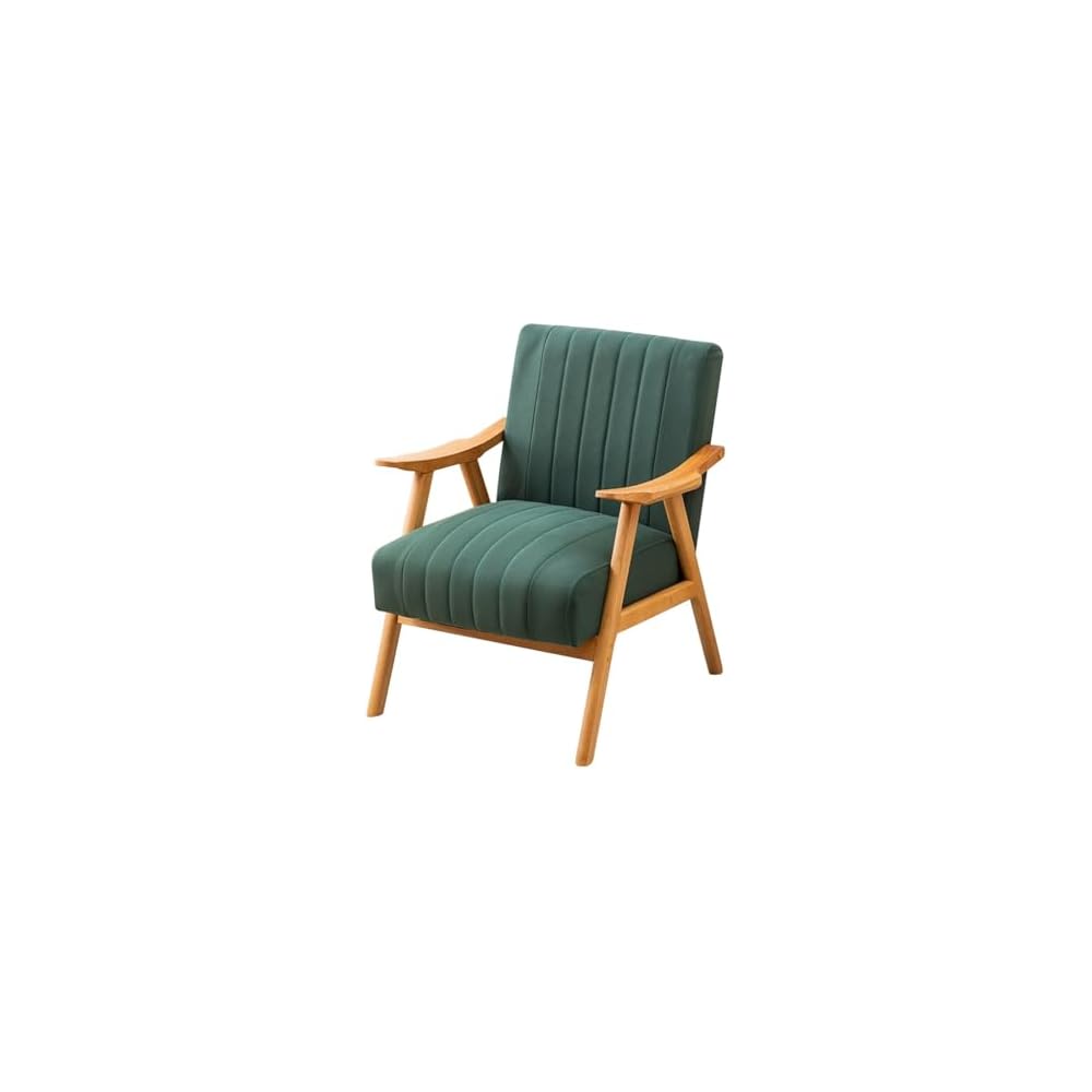 Upholstered Reading Chair Solid Wood Armchair Living Room Single Sofa Lounge Chairs Thick Cushion,Mid-Century Accent Chair with High Back for Waiting Room(/Grey)