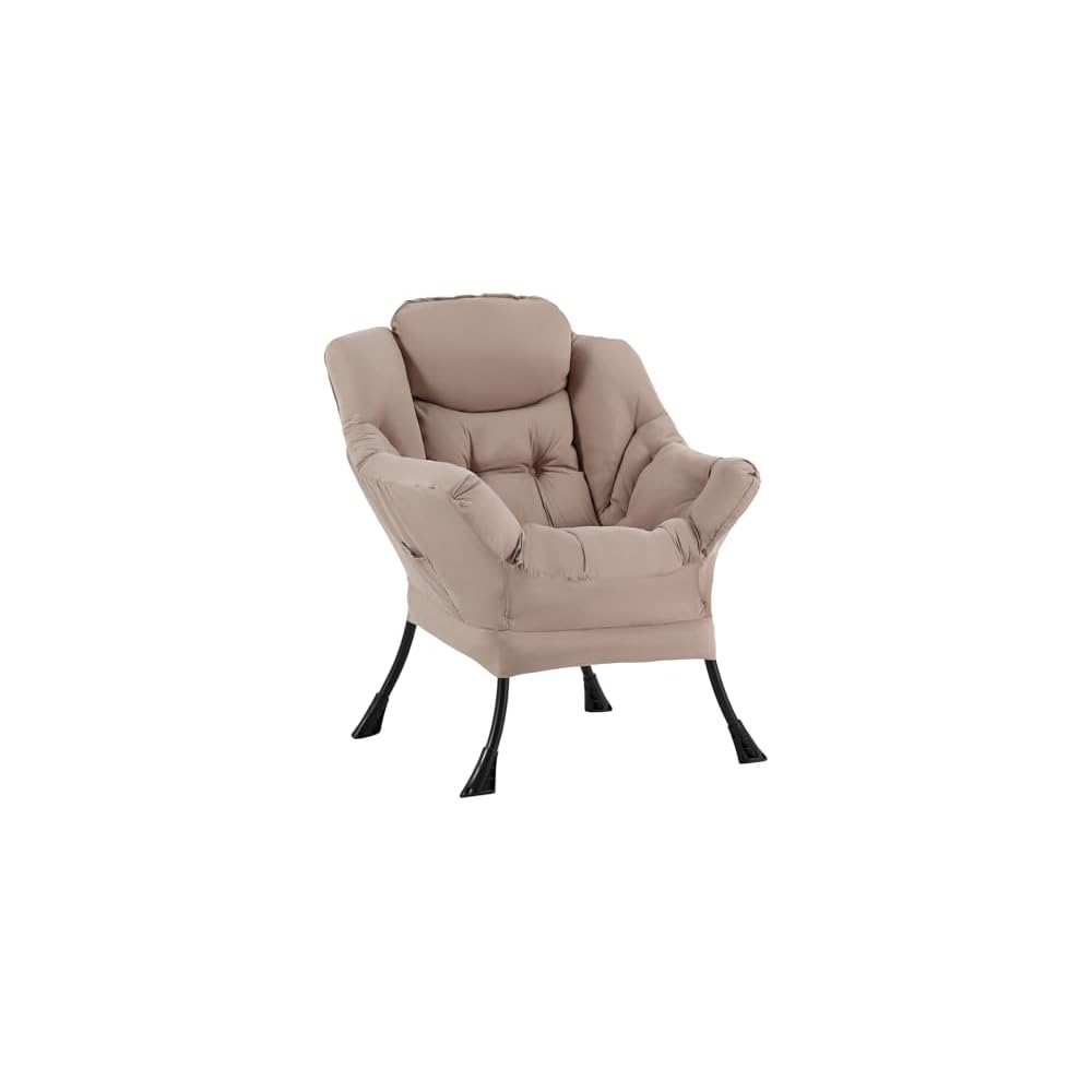 Welnow Lazy Chair with Ottoman, Reading Chair with Footrest,Dark Grey