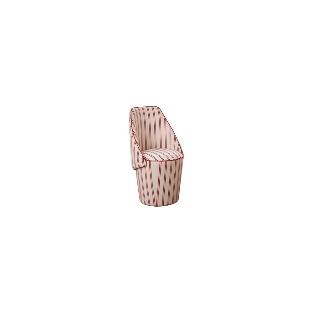Striped Upholstered Accent Chair, Modern Vanity Chair with Backrest, Red Stripe Fabric Makeup Chair, Compact Lounge Dining Chair for Bedroom Living Room (Yellow)