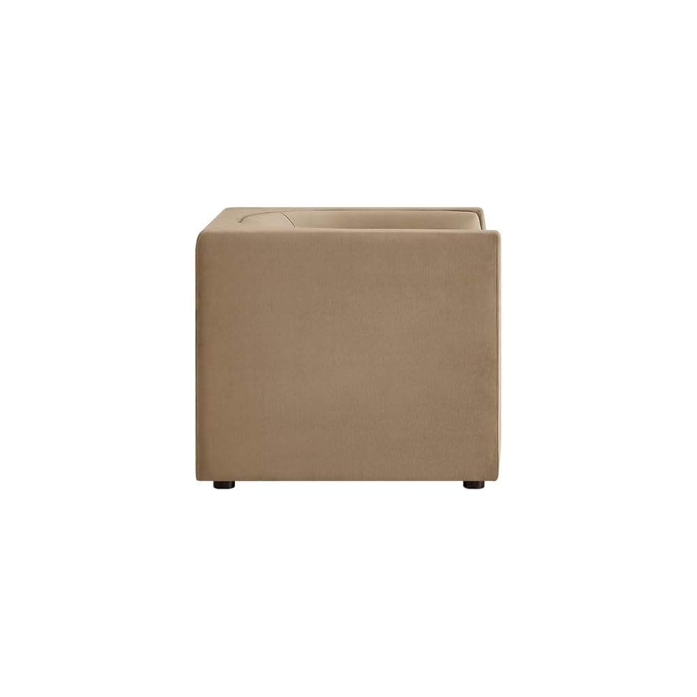 Modway Hilda Modern Curved Back Performance Velvet Armchair in Taupe – Plush Upholstered Accent Chair for Living Room, Apartment, Office
