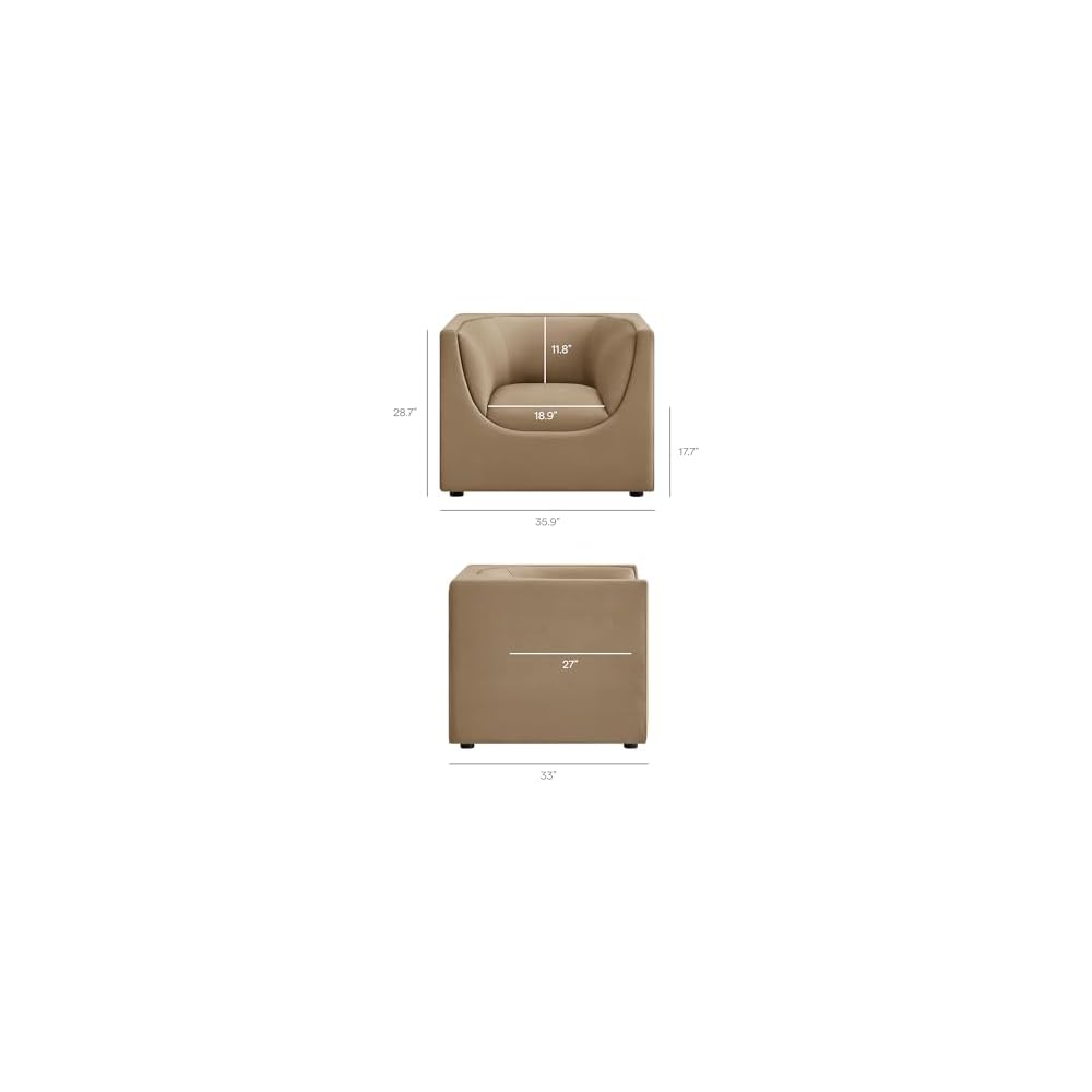 Modway Hilda Modern Curved Back Performance Velvet Armchair in Taupe – Plush Upholstered Accent Chair for Living Room, Apartment, Office