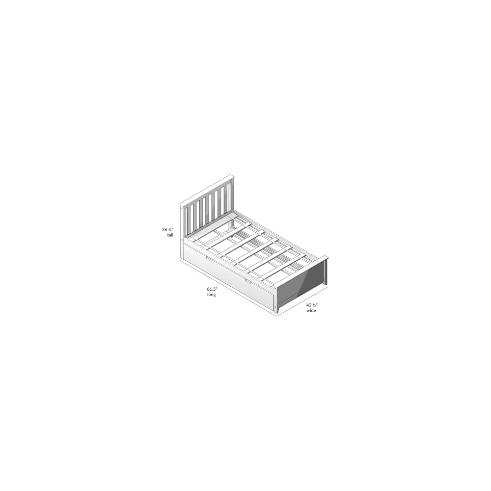 Max & Lily Twin Bed, Wood Bed Frame with Headboard for Kids with Trundle, Slatted, Blue
