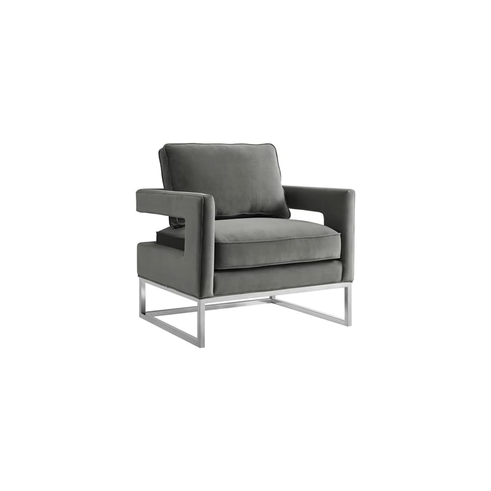 TOV Furniture The Avery Collection Modern Style Living Room Den Leather Upholstered Armchair with Gold Legs, Navy