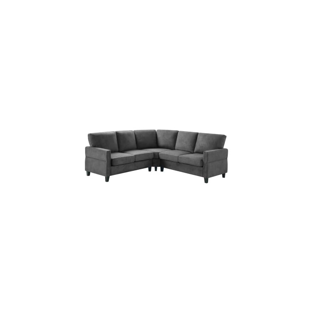 84'' L Shape Couches for Living Room, Small Sectional Sofa Dark Grey