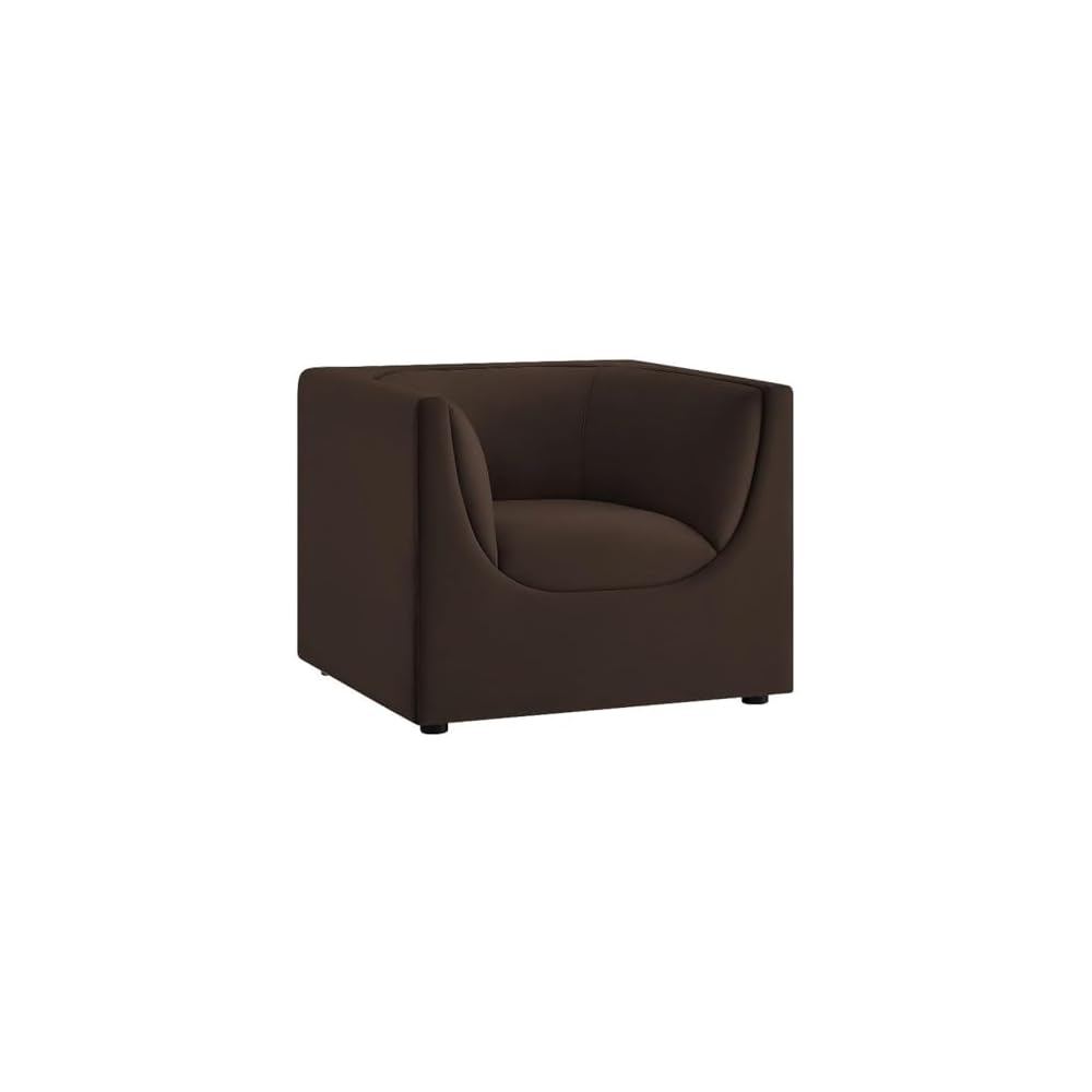 Modway Hilda Modern Curved Back Performance Velvet Armchair in Taupe – Plush Upholstered Accent Chair for Living Room, Apartment, Office