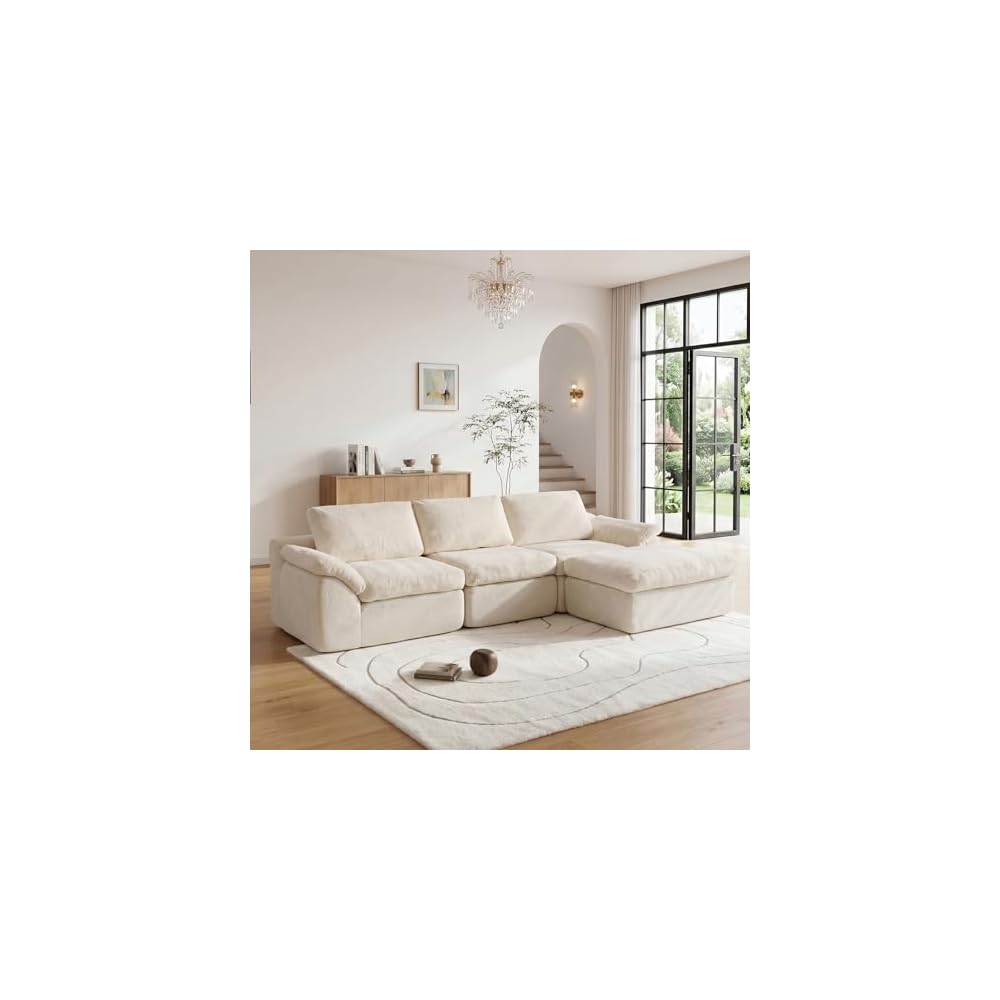 Cloud Sectional Couches,L Shaped Boneless Sofa for Living Room