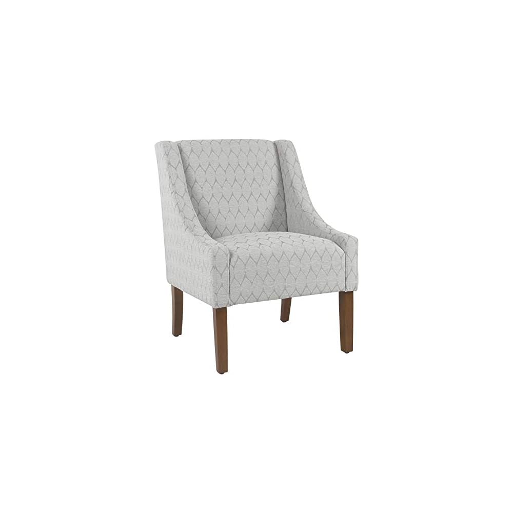 HomePop Classic Swoop Arm Accent Chair - Cream & Gray Vintage Stencil