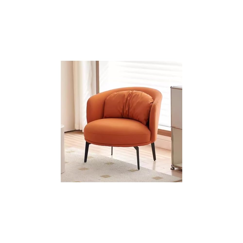 Nordic Padded Cushion Accent Chair for Living Room,Mid Century Armchair with Arc Back,Lounge Reading Chairs Soft Pillow,Single Sofa Chair for Balcony(Brown)