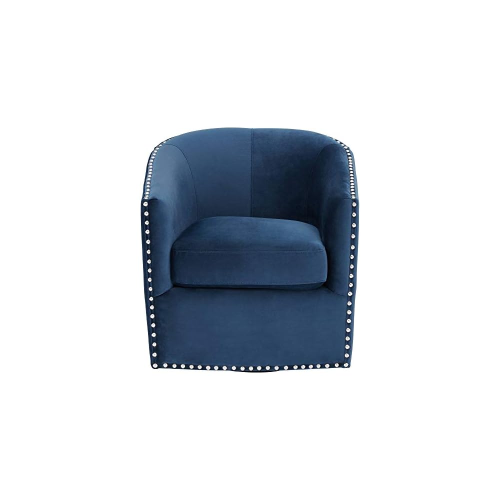 Studio 55D Fullerton Nail Head Trim Navy Blue Swivel Accent Chair