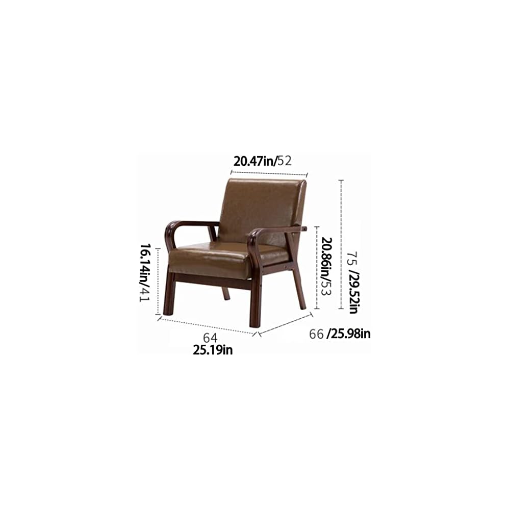 Mid Century Modern Leather Accent Chair - Comfy Upholstered Lounge Chair with Armrests for Living Room, Bedroom, Dorm, and Reading - Stylish Backrest Chair for Ultimate Comfort