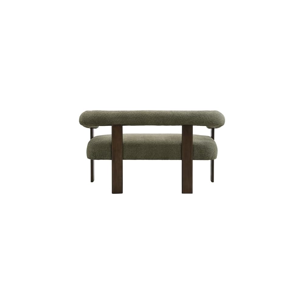 Christopher Knight Home Celen Modern Boucle Fabric Upholstered Loveseat with Round Armrest and Rubberwood Frame, Comfy Living Room 2-Seater Sofa, Space-Saving Couch for Hotel/Apartment, Green+Brown