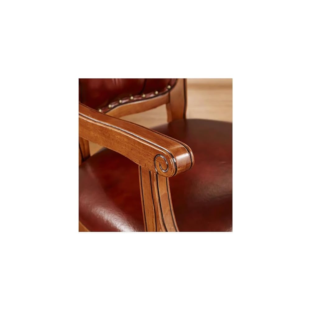 PU Sofa Chair Leather European Style Lounge Chair Minimalist Genuine Leather Wooden Chair Leisure Coffee Couch American Style Solid Wood for Home Negotiation Restaurant Living Room Bedroo Whiskey Bar