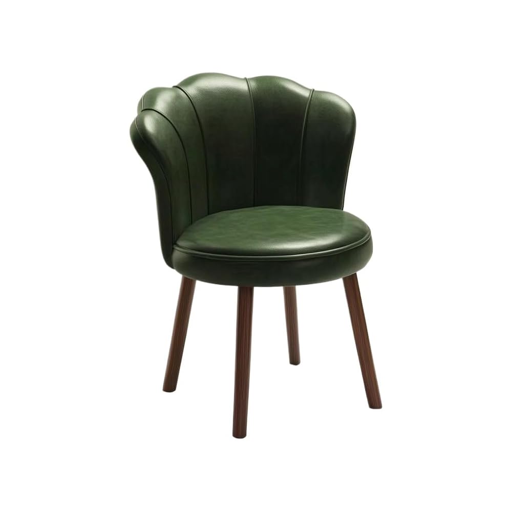 Accent Chair with Swivel, Faux Leather Upholstery, High-Density Foam, Solid Rubberwood Legs – Vanity, Desk, or Living Room Chair ([Rotating solid wood legs] Brown - wear-resistant oil wax skin)