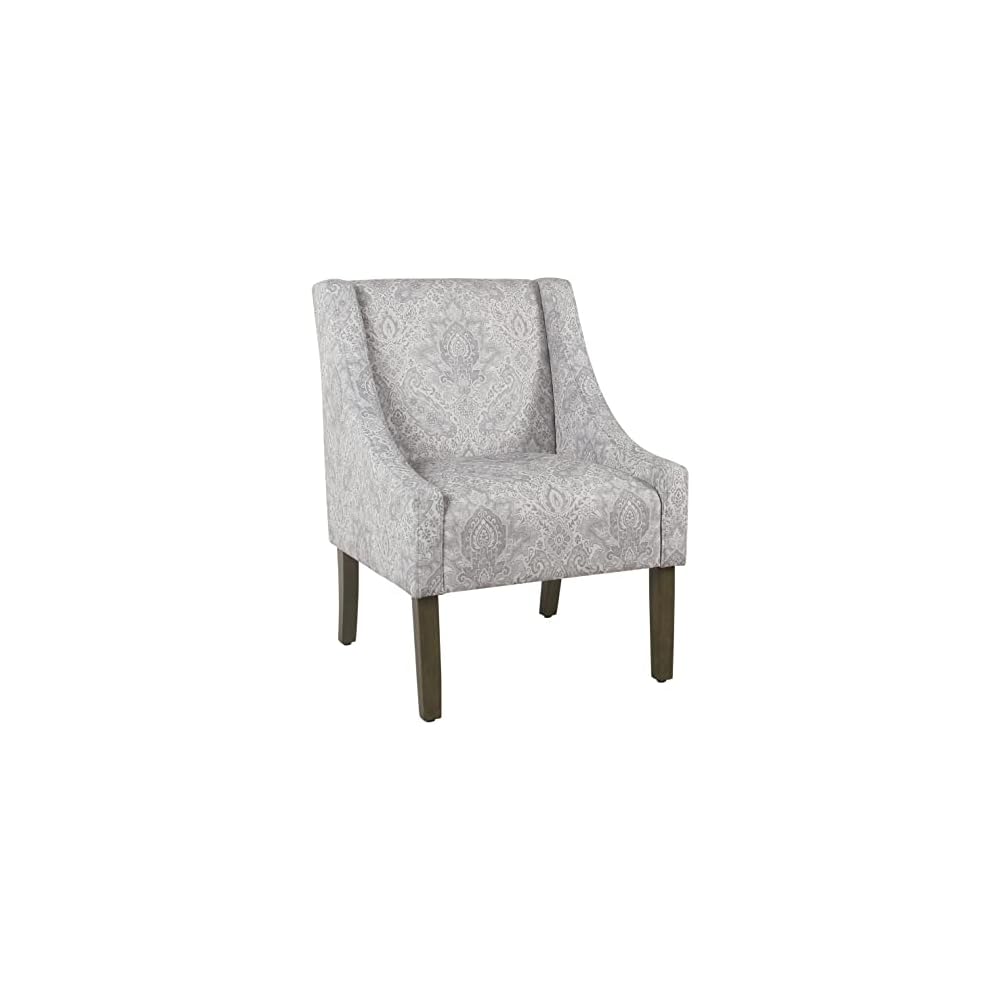 HomePop Classic Swoop Arm Accent Chair - Cream & Gray Vintage Stencil