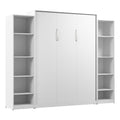 Pemberly Row Queen Murphy Bed with Closet Organizers, Engineered Wood, White Finish, Dual Piston Fold System, Storage Cabinets, Space-Saving Design, 85.63" H x 104.41" W x 91.16" D
