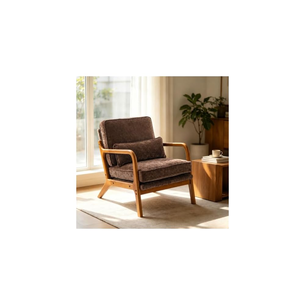 Karl home Mid-Century Modern Accent Reading Chair, Brown