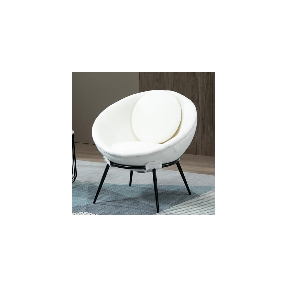 Creative Co-Op Mid Century Upholstered Cup Chair, White