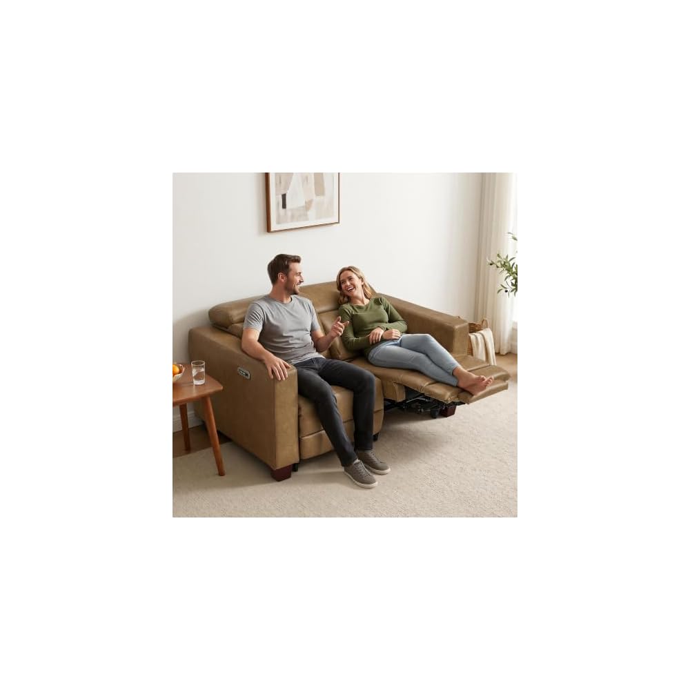 MCombo Zero Wall Hugger Power Loveseat Recliner Sofa, HL198M1 (Ginger)