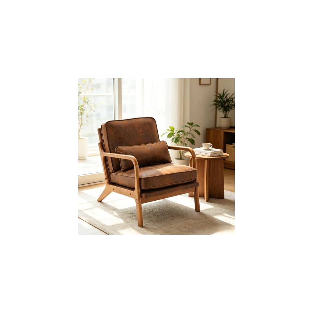 Karl home Mid-Century Modern Accent Reading Chair, Brown