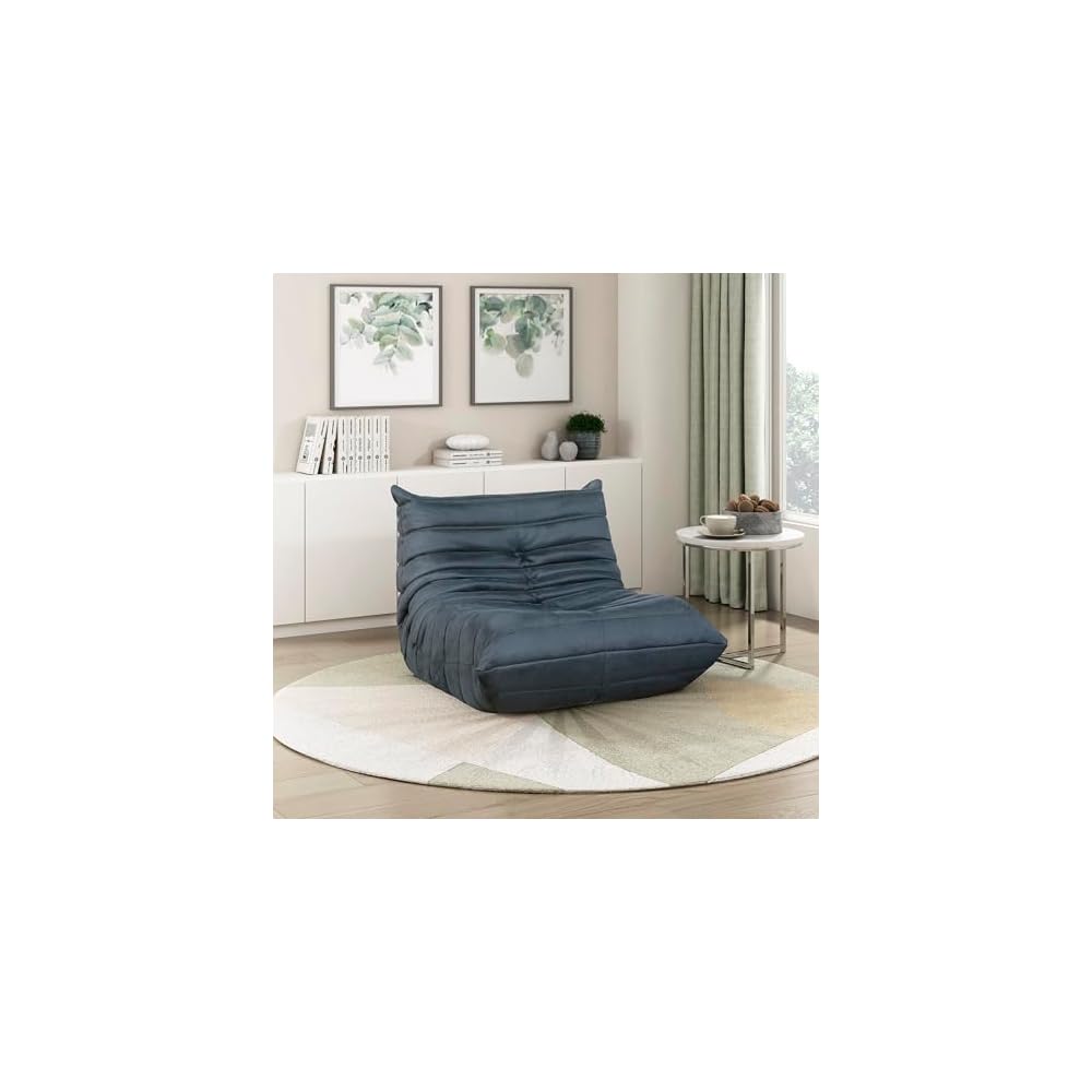 Lexicon Velvet Bean Bag Chair for Adults, High Resilience Foam, Charcoal