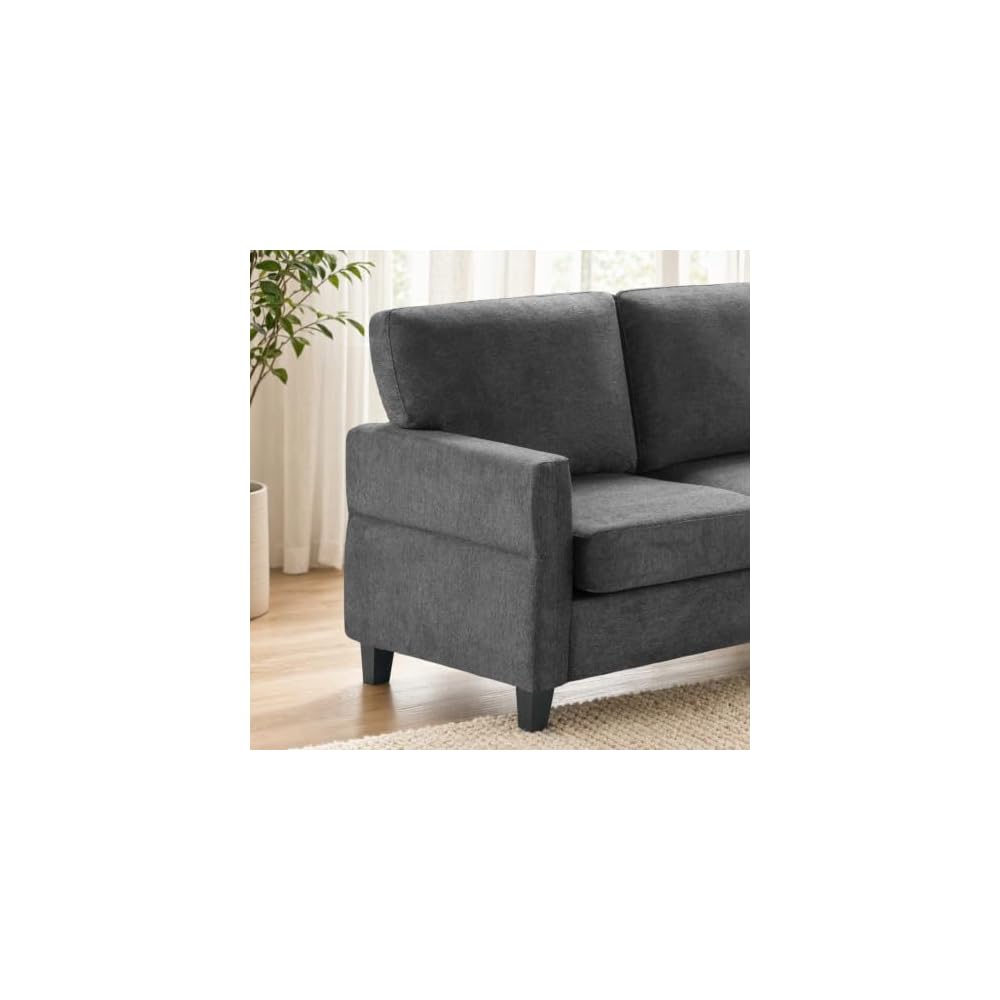 84'' L Shape Couches for Living Room, Small Sectional Sofa Dark Grey