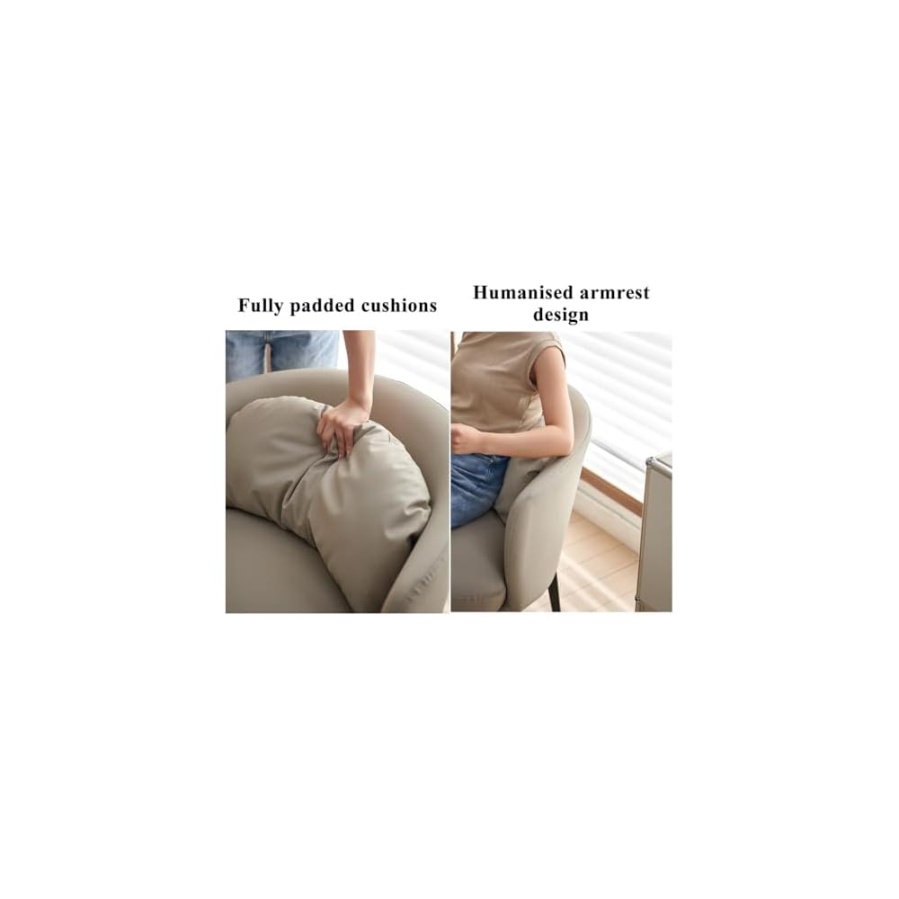 Nordic Padded Cushion Accent Chair for Living Room,Mid Century Armchair with Arc Back,Lounge Reading Chairs Soft Pillow,Single Sofa Chair for Balcony(Brown)
