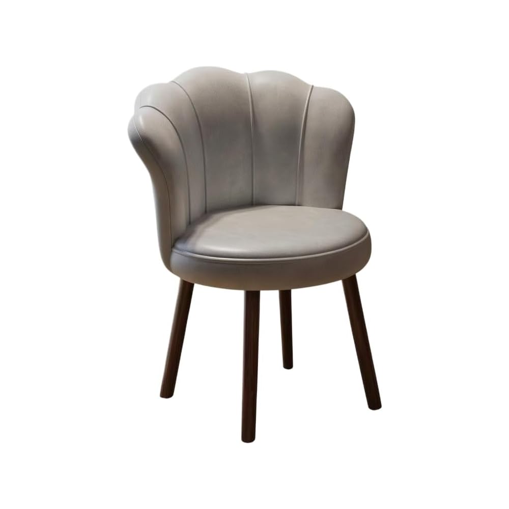 Accent Chair with Swivel, Faux Leather Upholstery, High-Density Foam, Solid Rubberwood Legs – Vanity, Desk, or Living Room Chair ([Rotating solid wood legs] Brown - wear-resistant oil wax skin)
