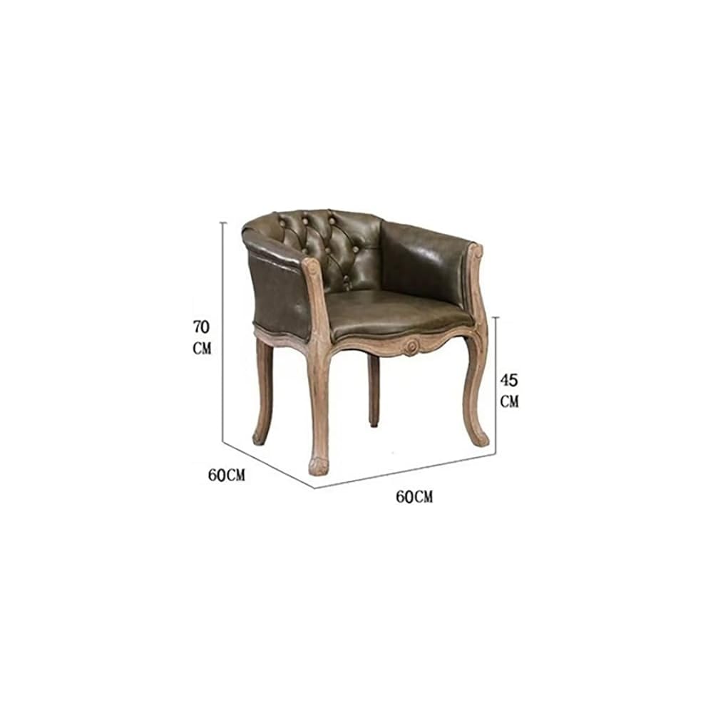 Lounge Chair Nordic Style Solid Wood Leather Recliner Chair American Style Vintage Distressed French Country Barrel Upholstered Armchair Fabric Ergonomic Single for Living Balcony Bedroom Whiskey Bar