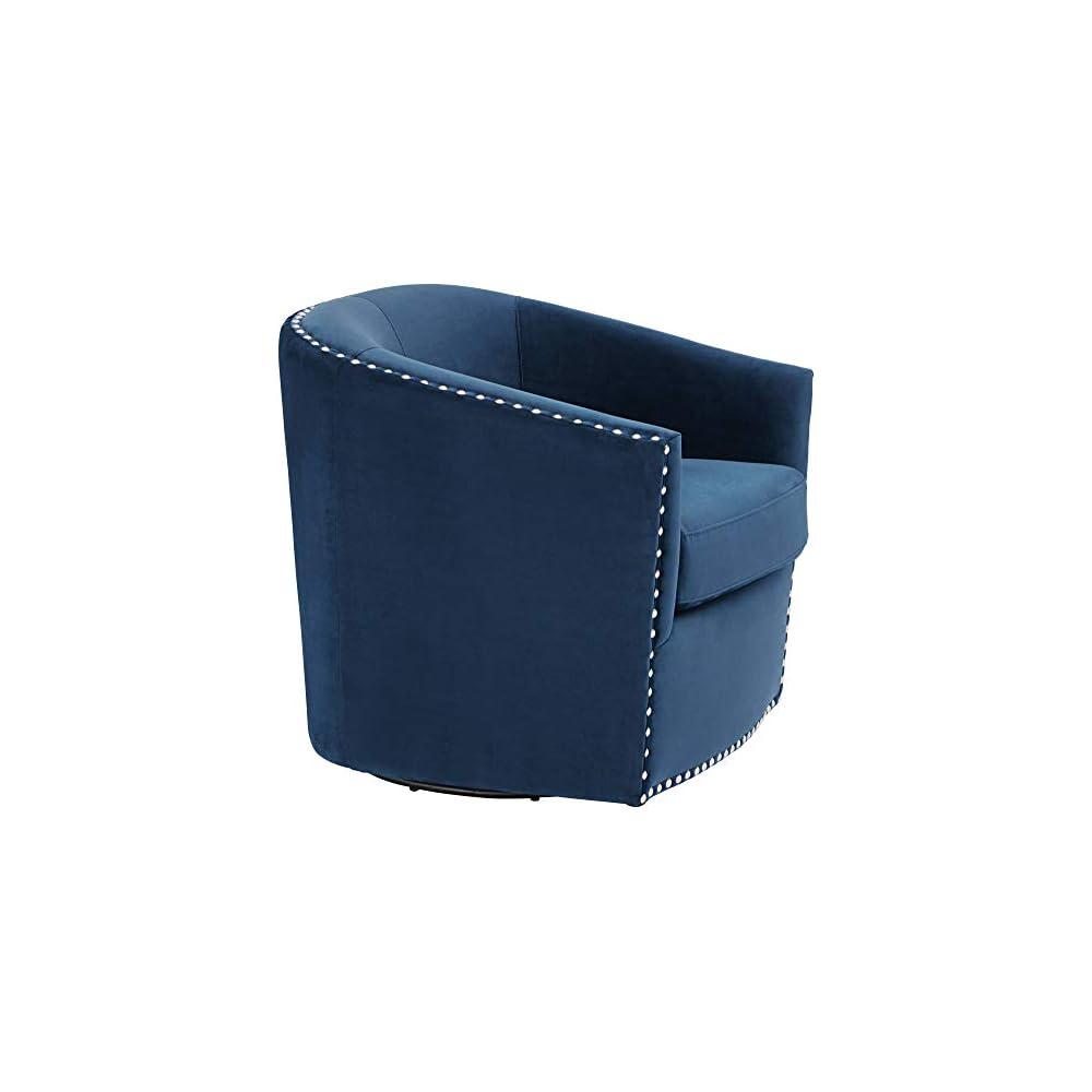 Studio 55D Fullerton Nail Head Trim Navy Blue Swivel Accent Chair