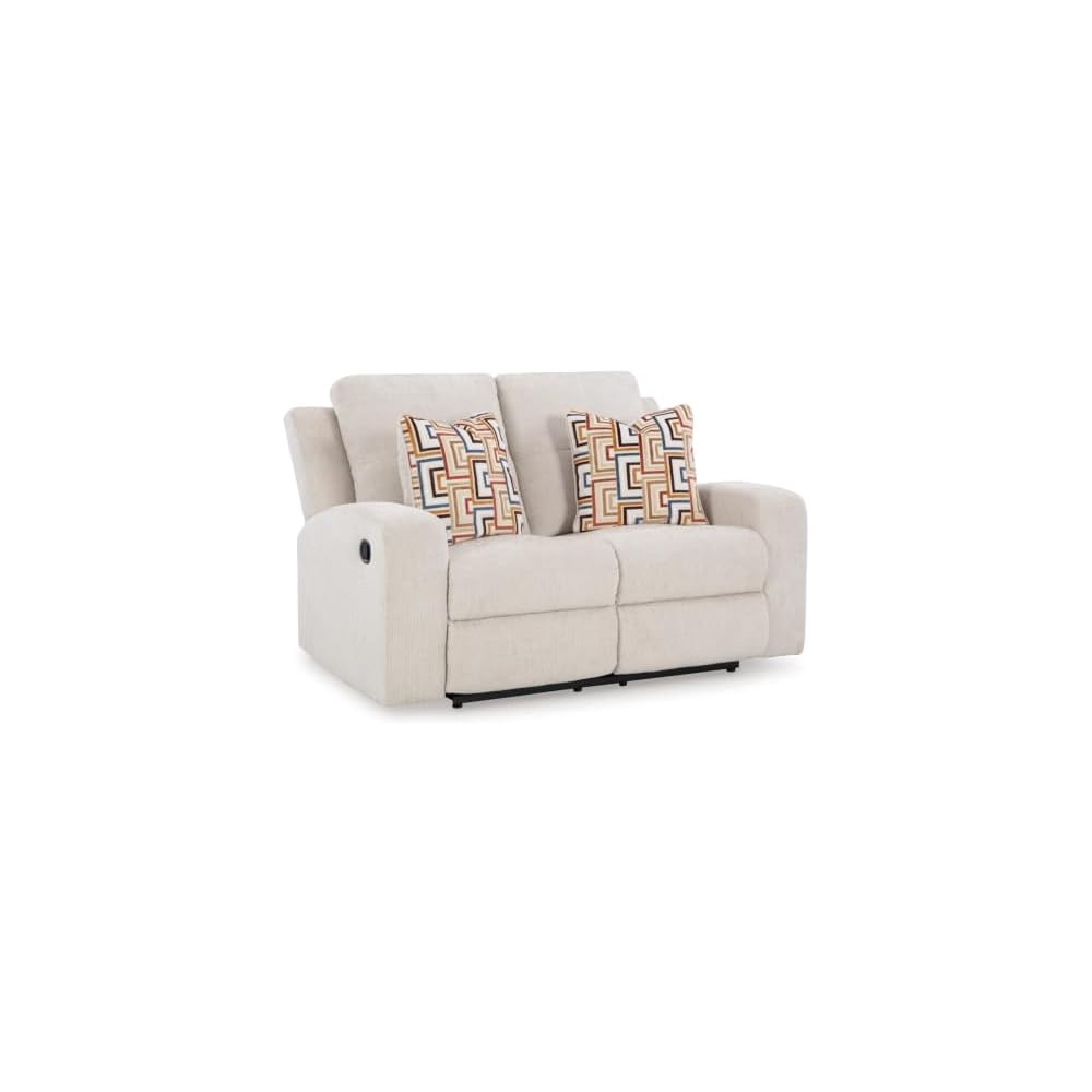 Signature Design by Ashley Danum Reclining Loveseat, Stone Chenille, 64 in