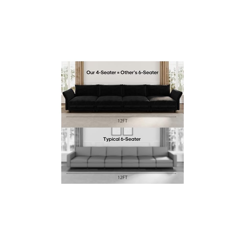 DreamDashio Oversized Sectional Sleeper Sofa Bed with Storage, 159" 12-Seat