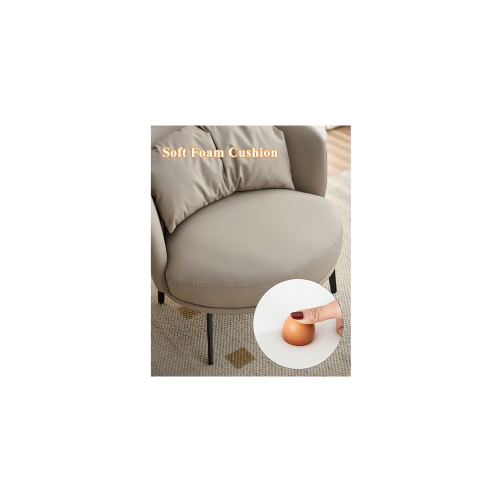 Nordic Padded Cushion Accent Chair for Living Room,Mid Century Armchair with Arc Back,Lounge Reading Chairs Soft Pillow,Single Sofa Chair for Balcony(Brown)
