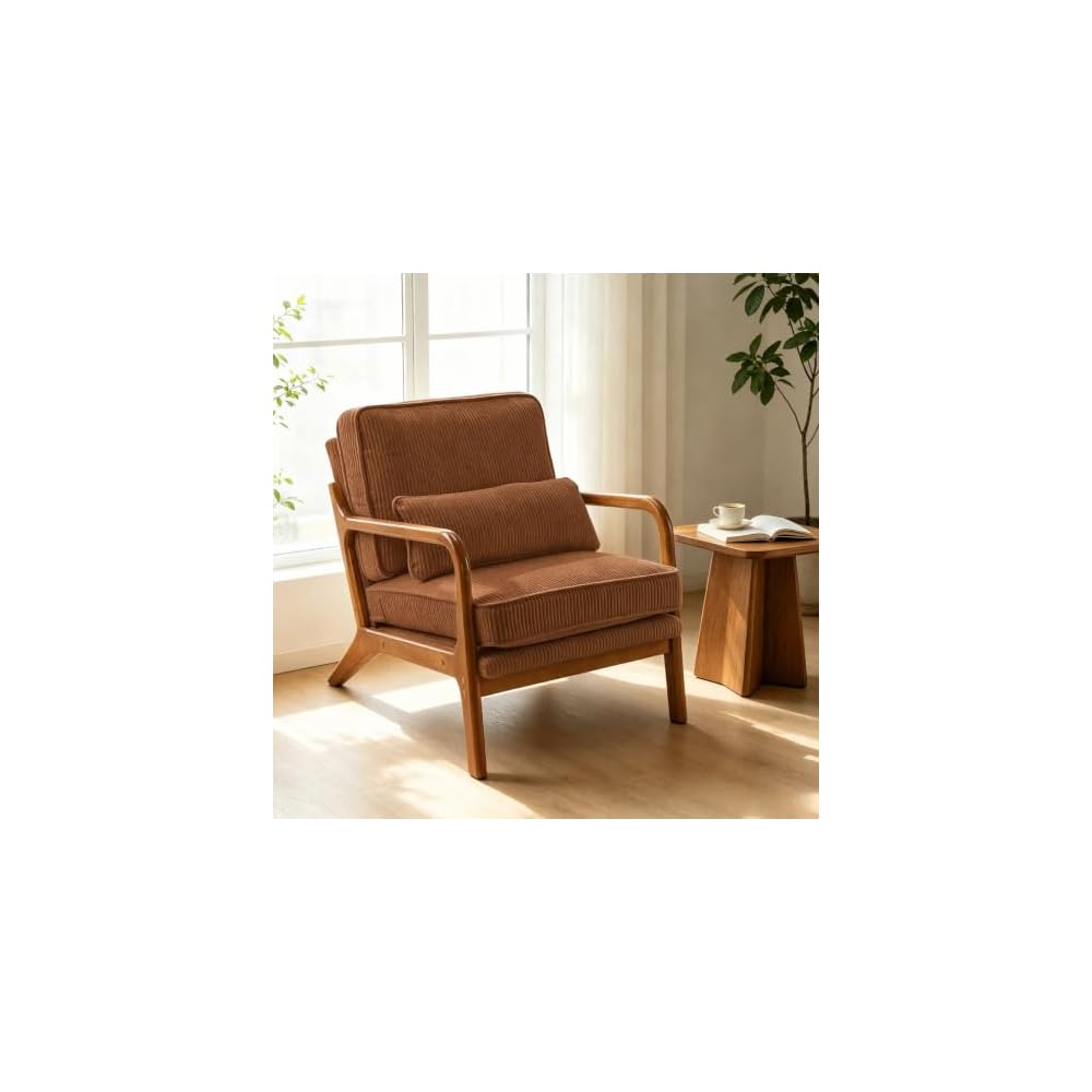 Karl home Mid-Century Modern Accent Reading Chair, Brown