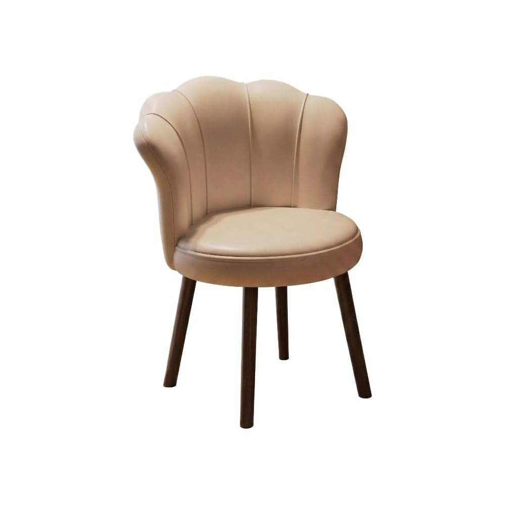 Accent Chair with Swivel, Faux Leather Upholstery, High-Density Foam, Solid Rubberwood Legs – Vanity, Desk, or Living Room Chair ([Rotating solid wood legs] Brown - wear-resistant oil wax skin)