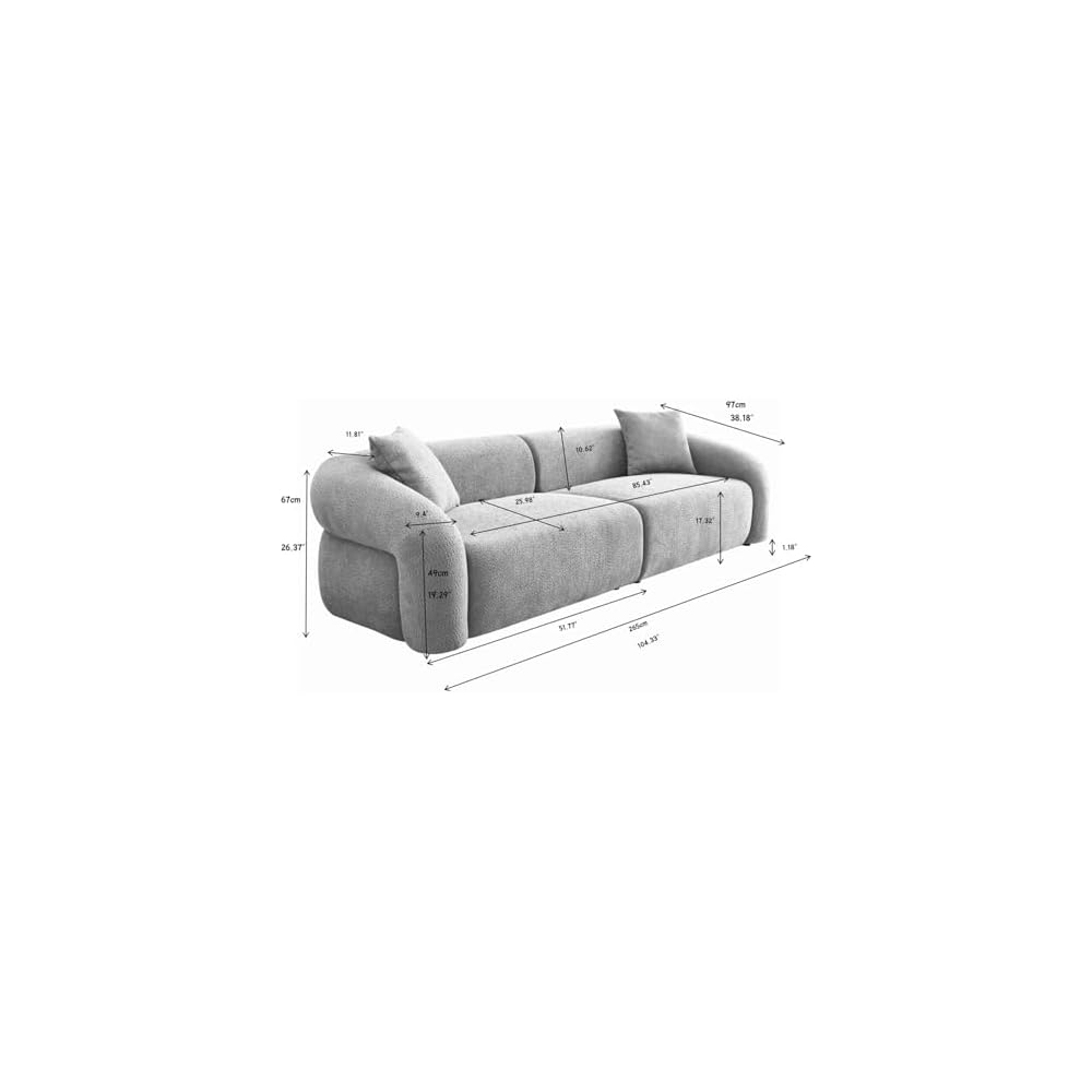 HAMORE 103.5" Modern Sectional Sofa Couch,Modular Curved Sofa,Durable Fabric Upholstery,Solid Wood Frame,Comfortable High-Density Sponge,Perfect for Living Room,Apartment and Family Spaces,Camel