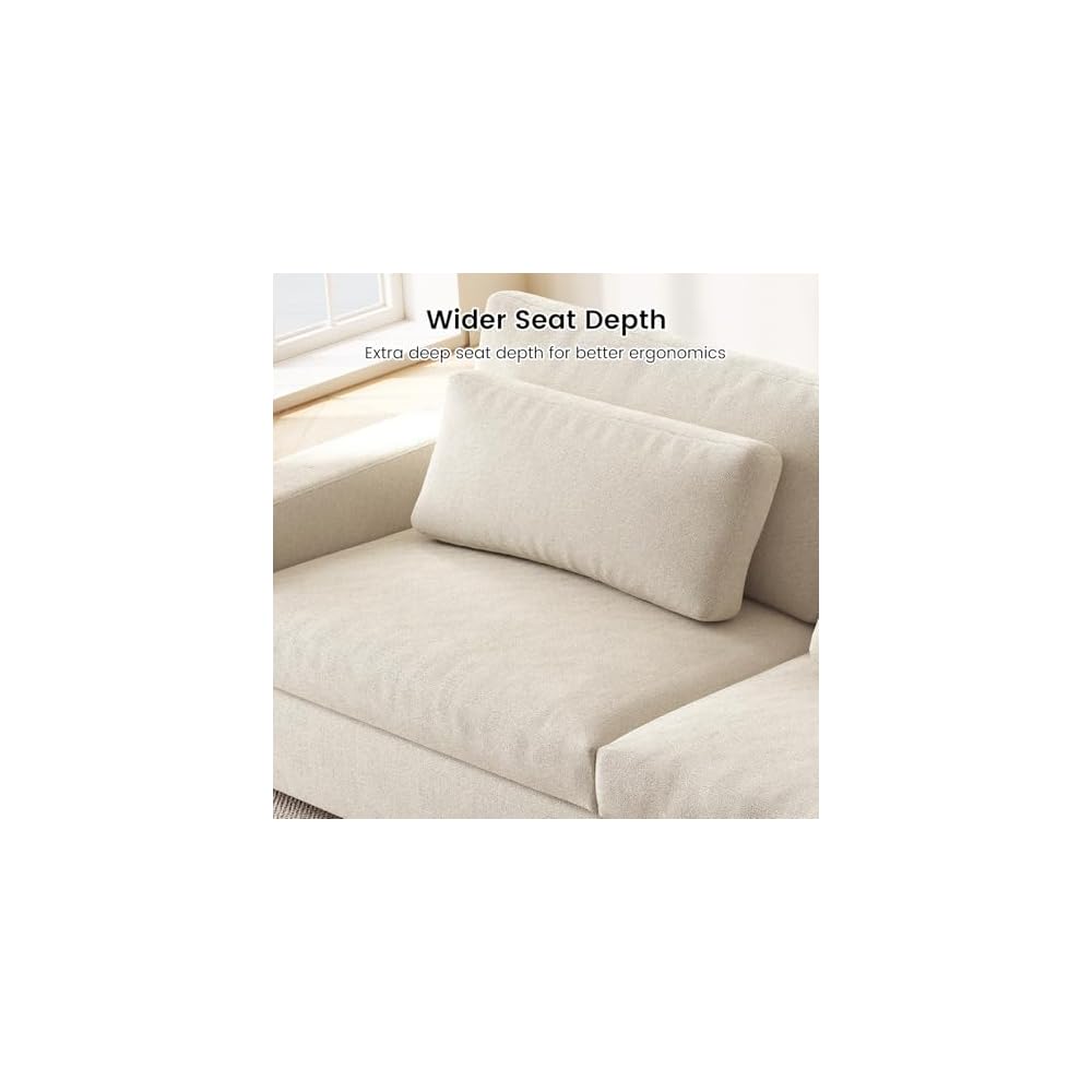 Guyii 104.72" Oversized Sofa, Extra-Wide & Deep Loveseat Sofa, 3 Seater Sofa with 2 Pillows, Modern Polyester Sofa Couch for Living Room, Bedroom, Home, 330 Lbs Capacity