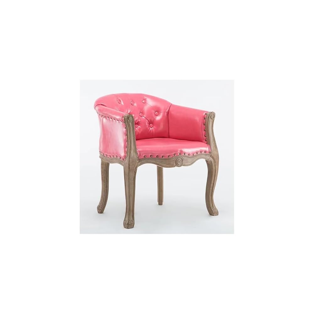 Lounge Chair Nordic Style Solid Wood Leather Recliner Chair American Style Vintage Distressed French Country Barrel Upholstered Armchair Fabric Ergonomic Single for Living Balcony Bedroom Whiskey Bar