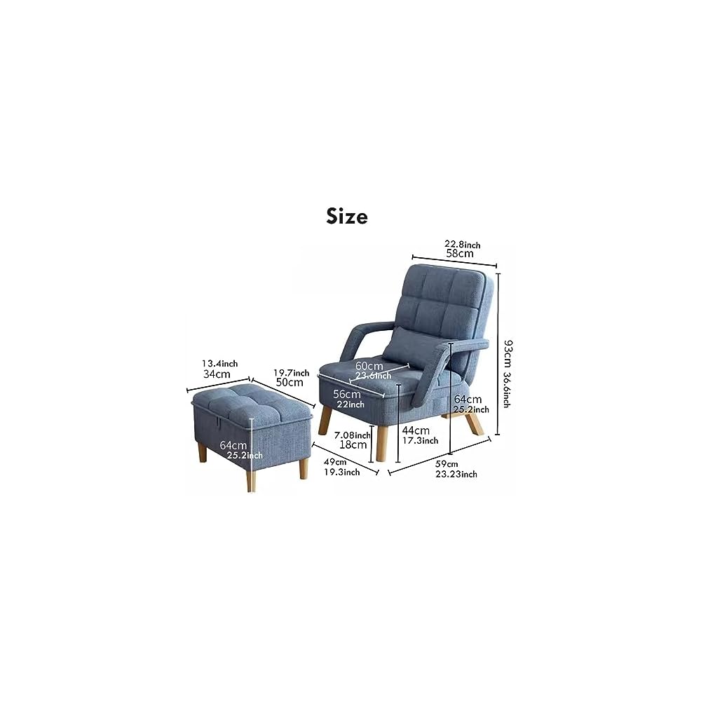 Bedroom Sofa Chair,Soft Cushion and Ottoman,Modern Armchair with Pillow Recliner Chair,Living Room Side Chair with Lounge Seat and Wood Legs,Upholstered Relaxing Chair (Color : Brown)
