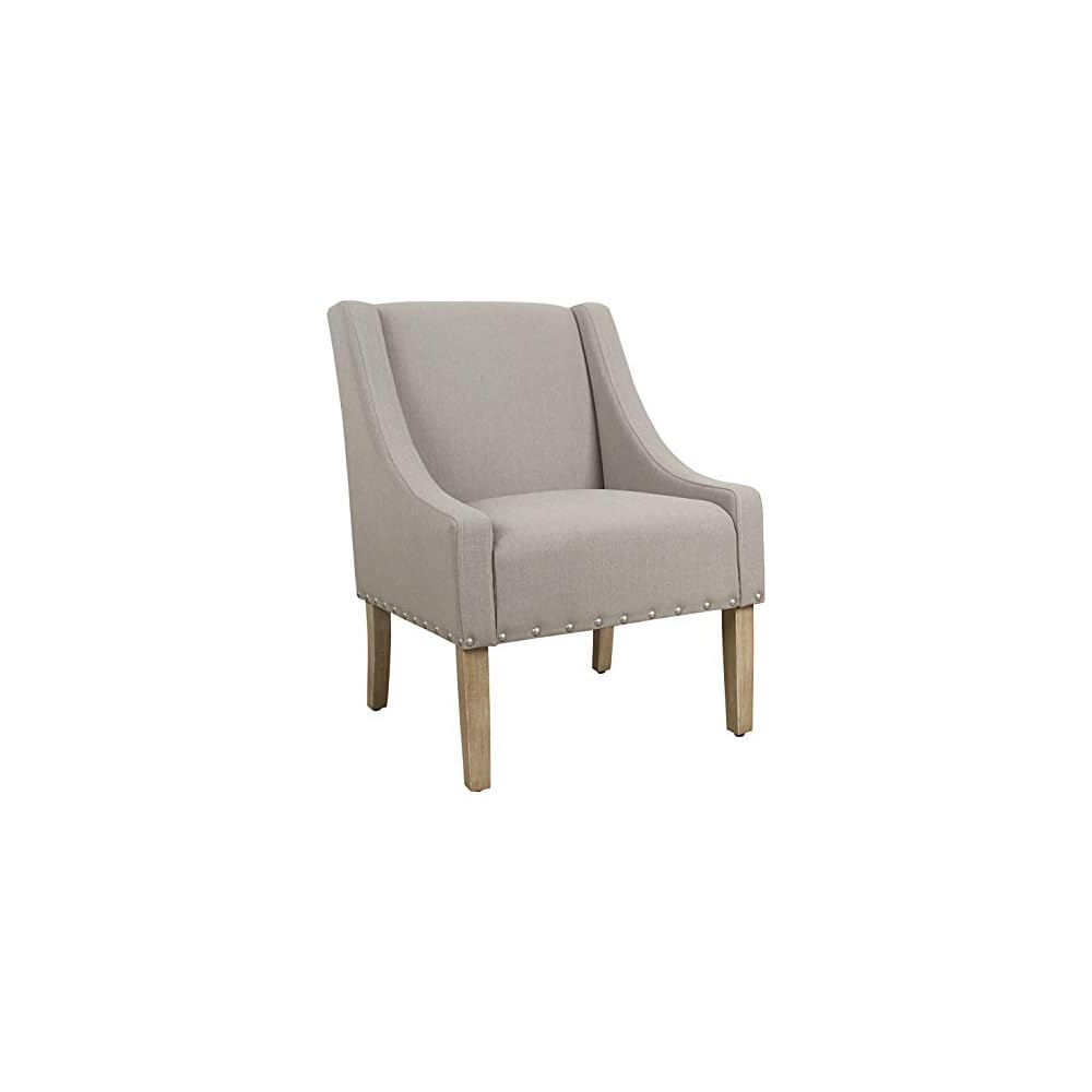 HomePop Classic Swoop Arm Accent Chair - Cream & Gray Vintage Stencil