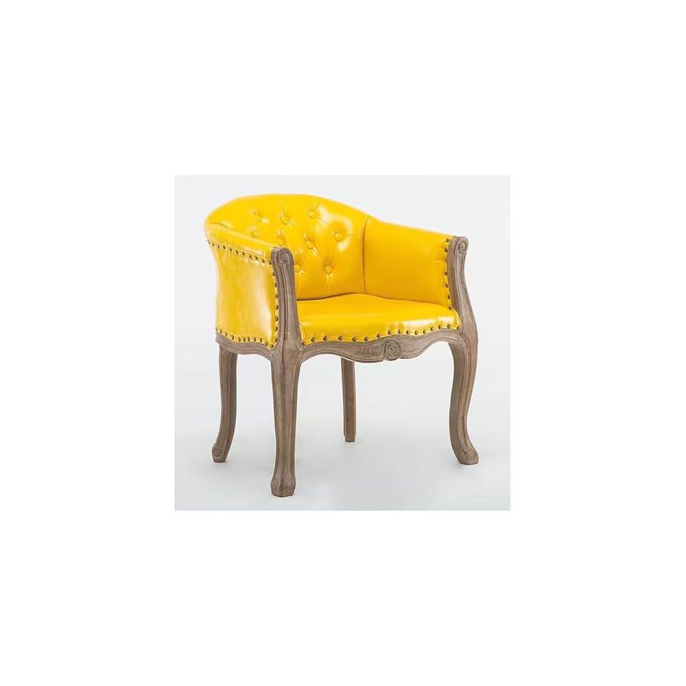 Lounge Chair Nordic Style Solid Wood Leather Recliner Chair American Style Vintage Distressed French Country Barrel Upholstered Armchair Fabric Ergonomic Single for Living Balcony Bedroom Whiskey Bar