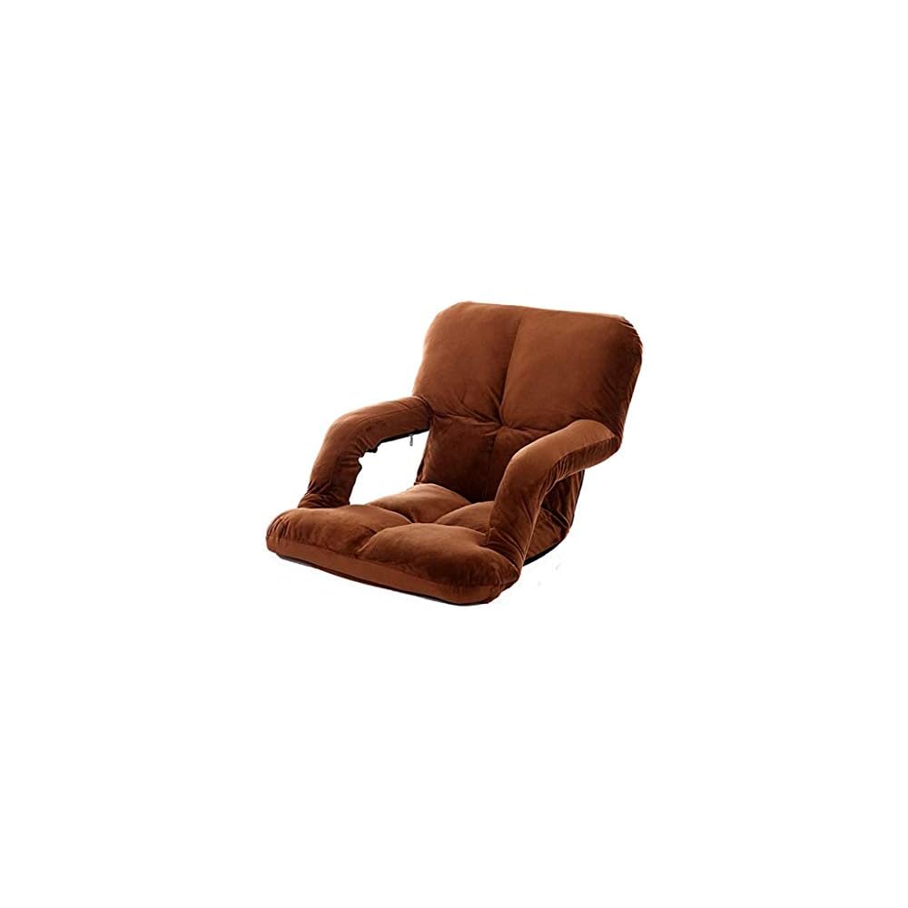 Folding Lazy Sofa Floor Chair Lounger Bed with Armrests ，Cotton Thick Steel Frame