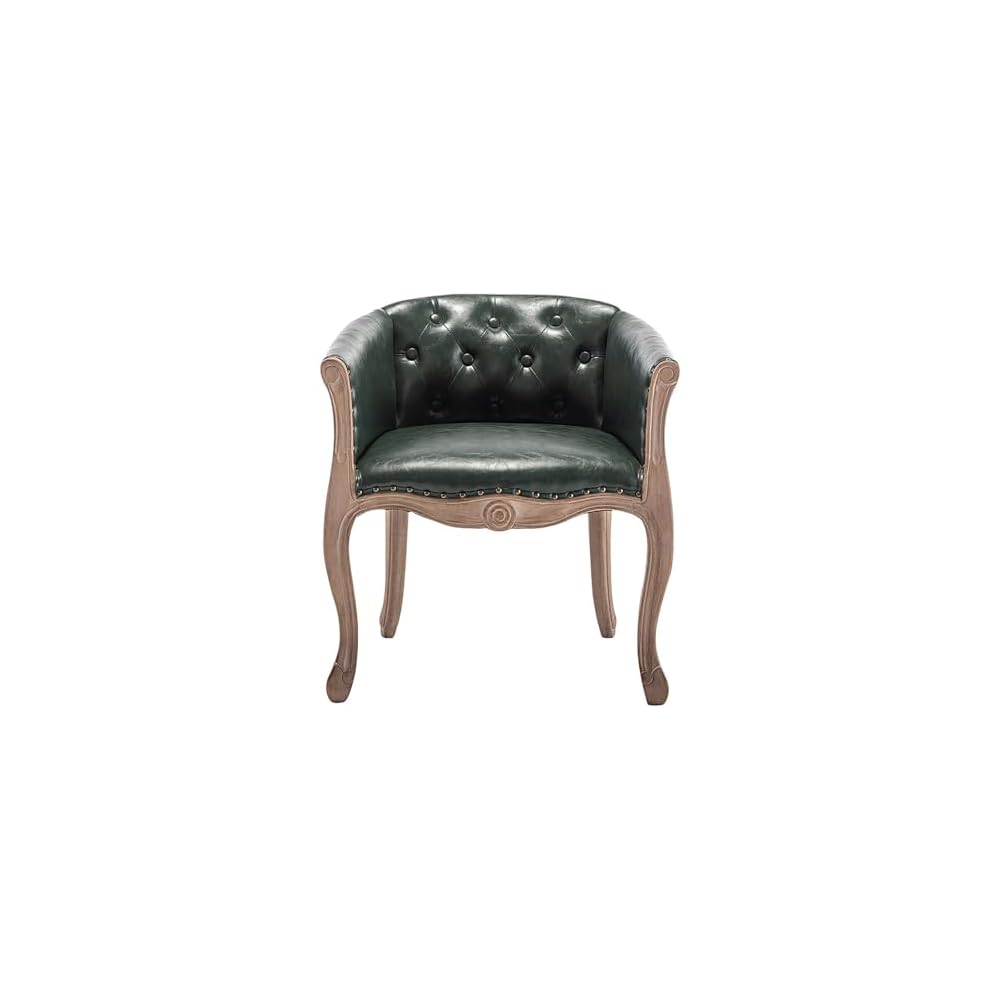 Lounge Chair Nordic Style Solid Wood Leather Recliner Chair American Style Vintage Distressed French Country Barrel Upholstered Armchair Fabric Ergonomic Single for Living Balcony Bedroom Whiskey Bar